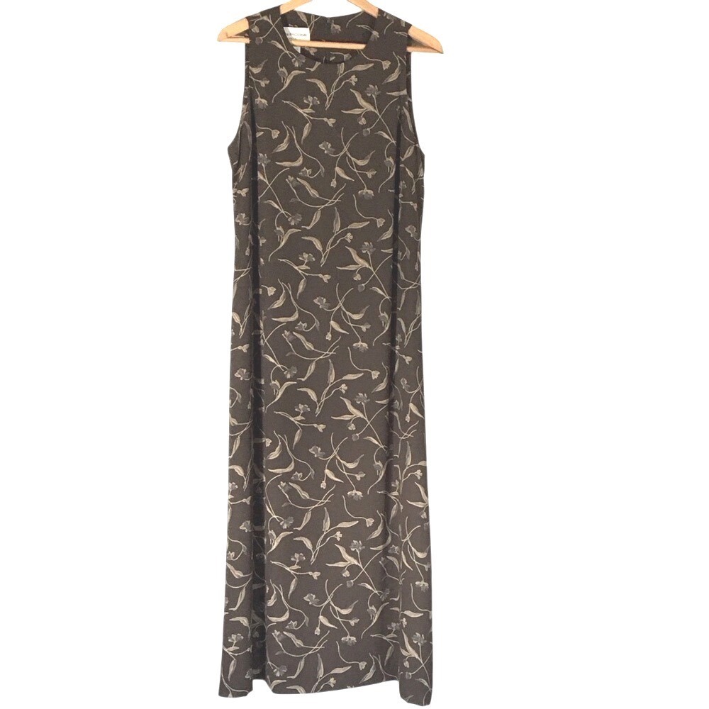 Evan-Picone Floral Sleeveless Maxi Column Dress‎ 14 Brown